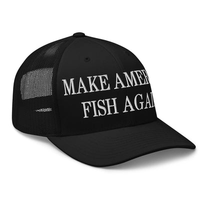 Make America Fish Again Embroidered Mesh Trucker Hat Black