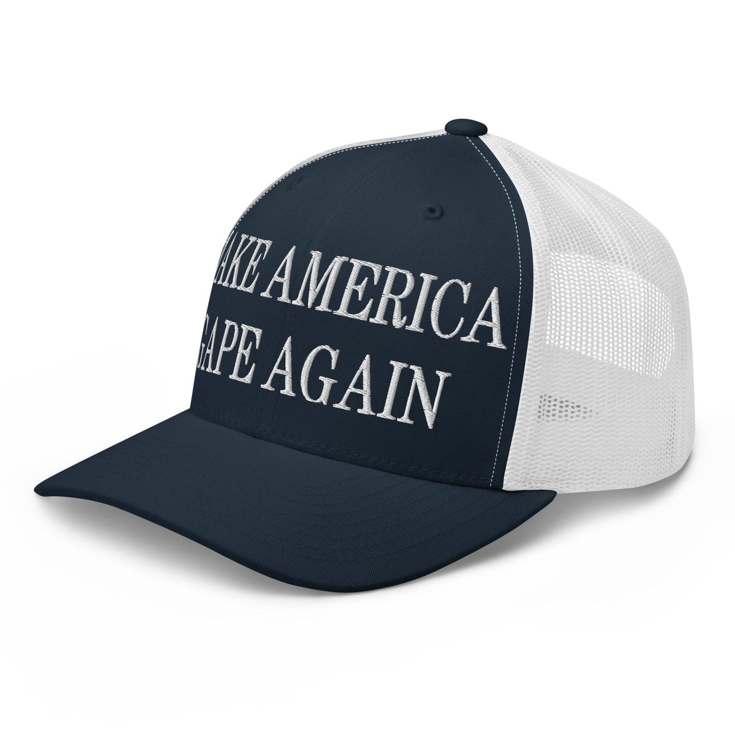 Make America Gape Again Embroidered Mesh Trucker Hat Navy White