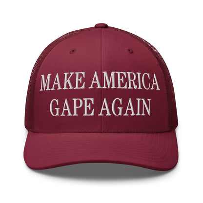 Make America Gape Again Embroidered Mesh Trucker Hat Cranberry