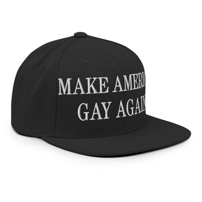 Make America Gay Again Embroidered Flat Bill Brim Snapback Hat Black