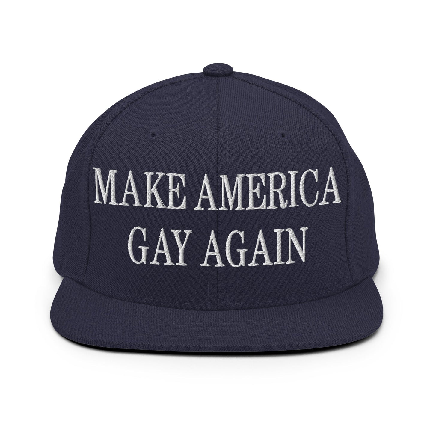 Make America Gay Again Embroidered Flat Bill Brim Snapback Hat Navy