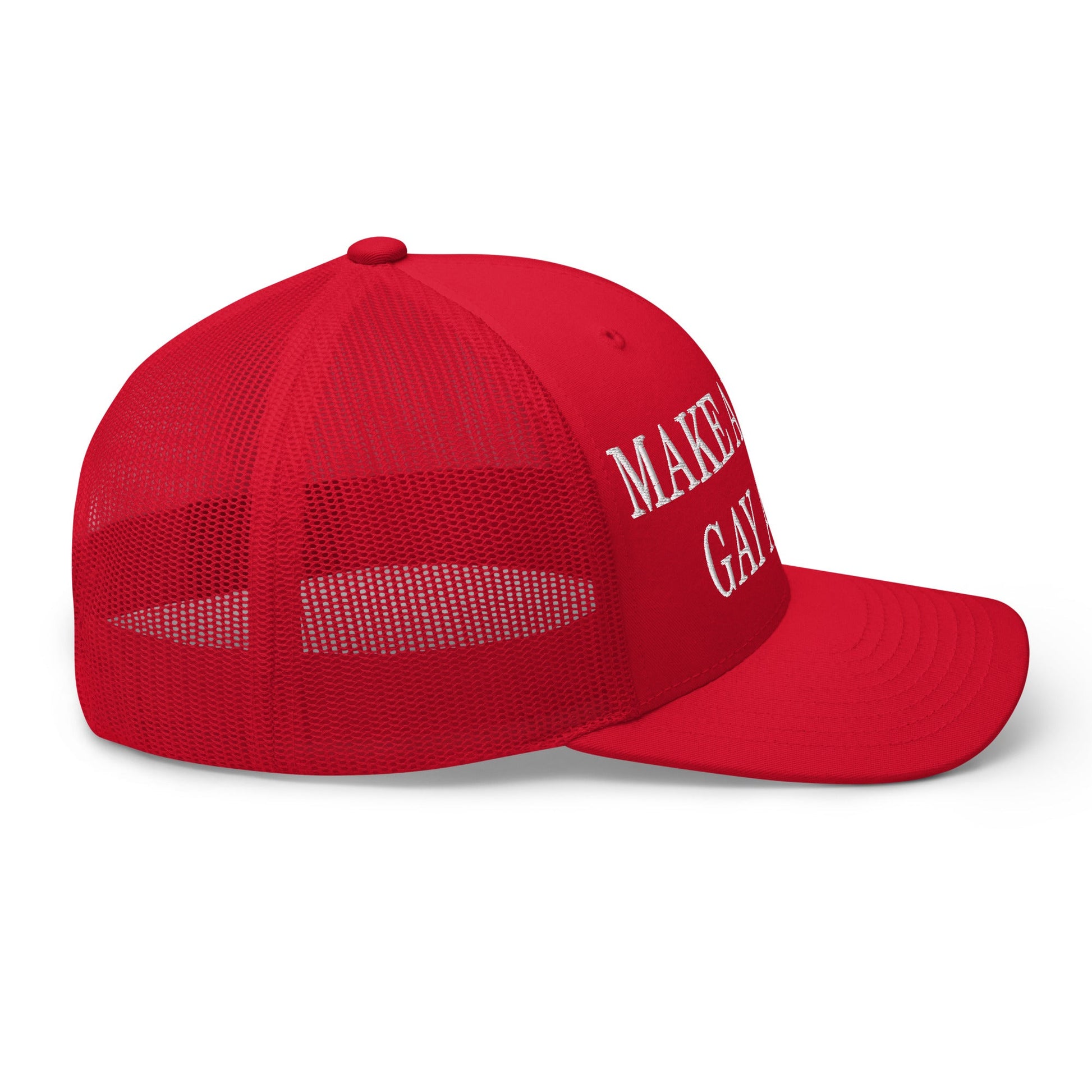 Make America Gay Again Embroidered Mesh Trucker Hat Red