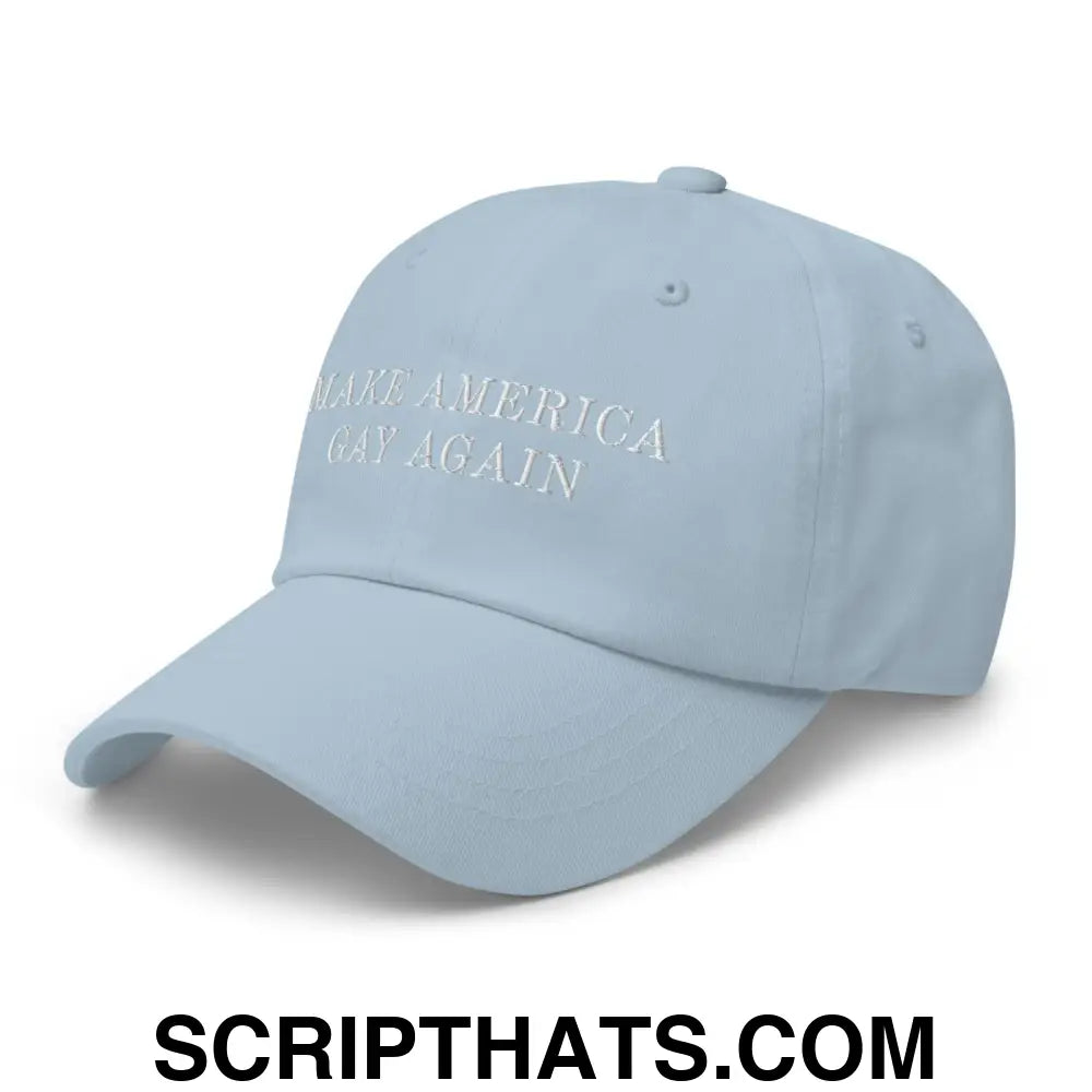 Make America Gay Again Pride MAGA Dad Hat Light Blue