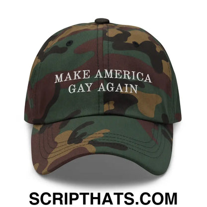 Make America Gay Again Pride MAGA Dad Hat Green Camo