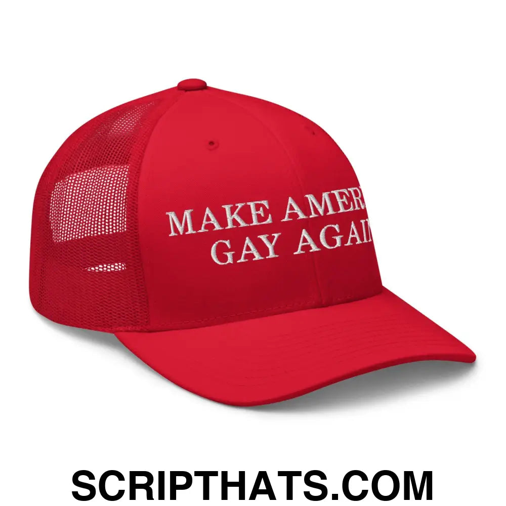 Make America Gay Again Pride MAGA Retro Trucker Hat Red