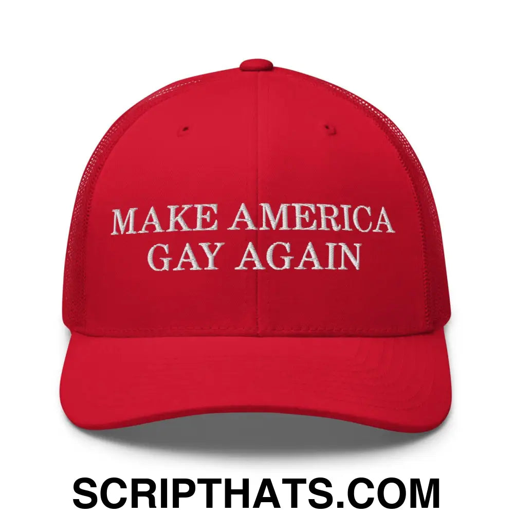 Make America Gay Again Pride MAGA Retro Trucker Hat Red