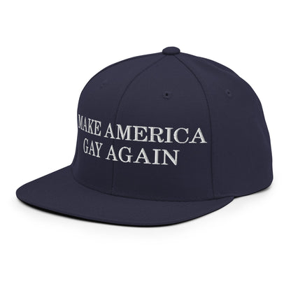 Make America Gay Again Pride MAGA Snapback Hat Navy