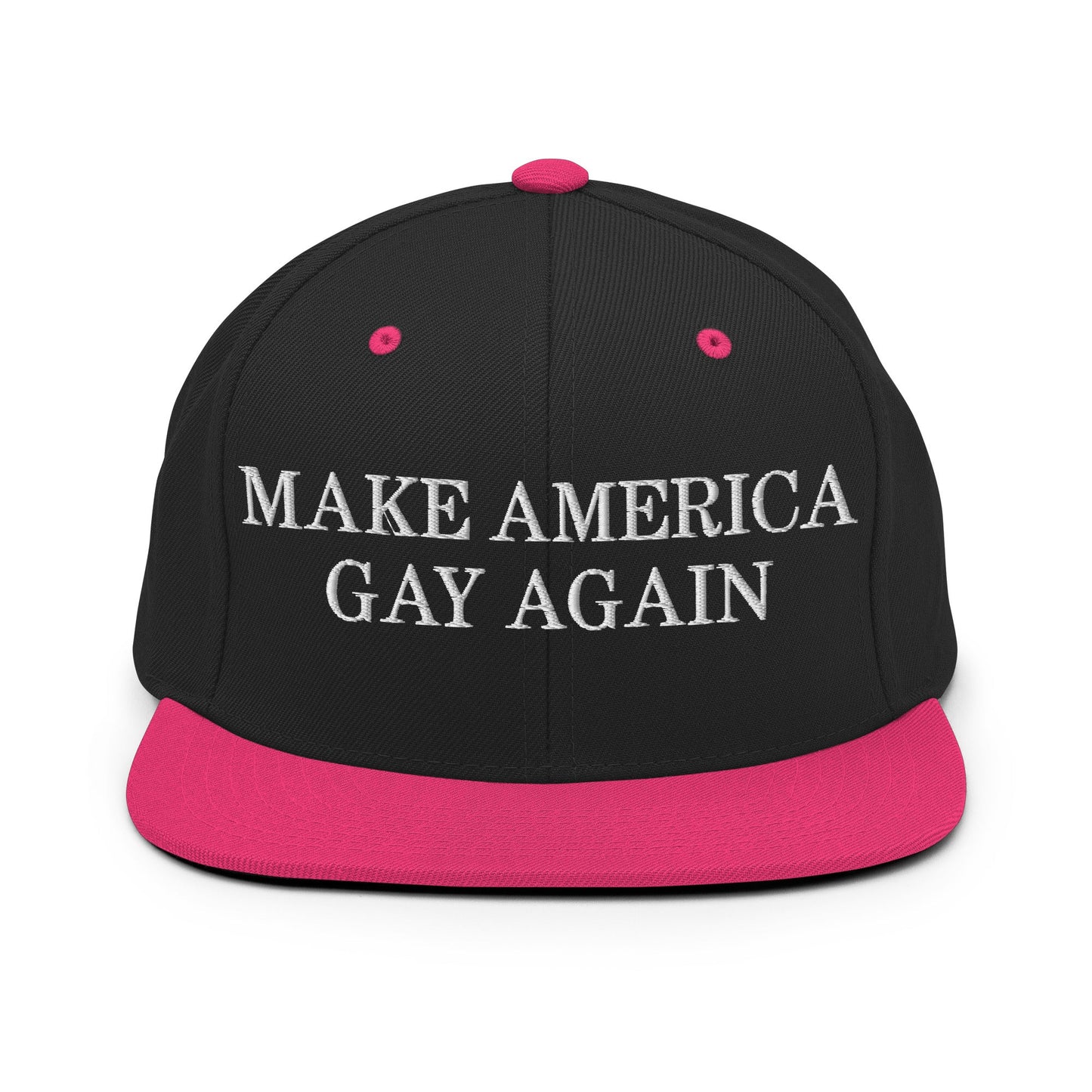 Make America Gay Again Pride MAGA Snapback Hat Black Neon Pink