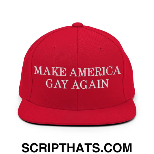 Make America Gay Again Pride MAGA Snapback Hat Red