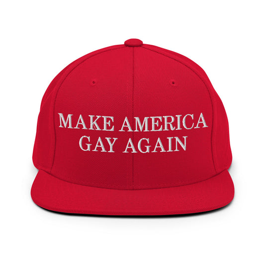 Make America Gay Again Pride MAGA Snapback Hat Red