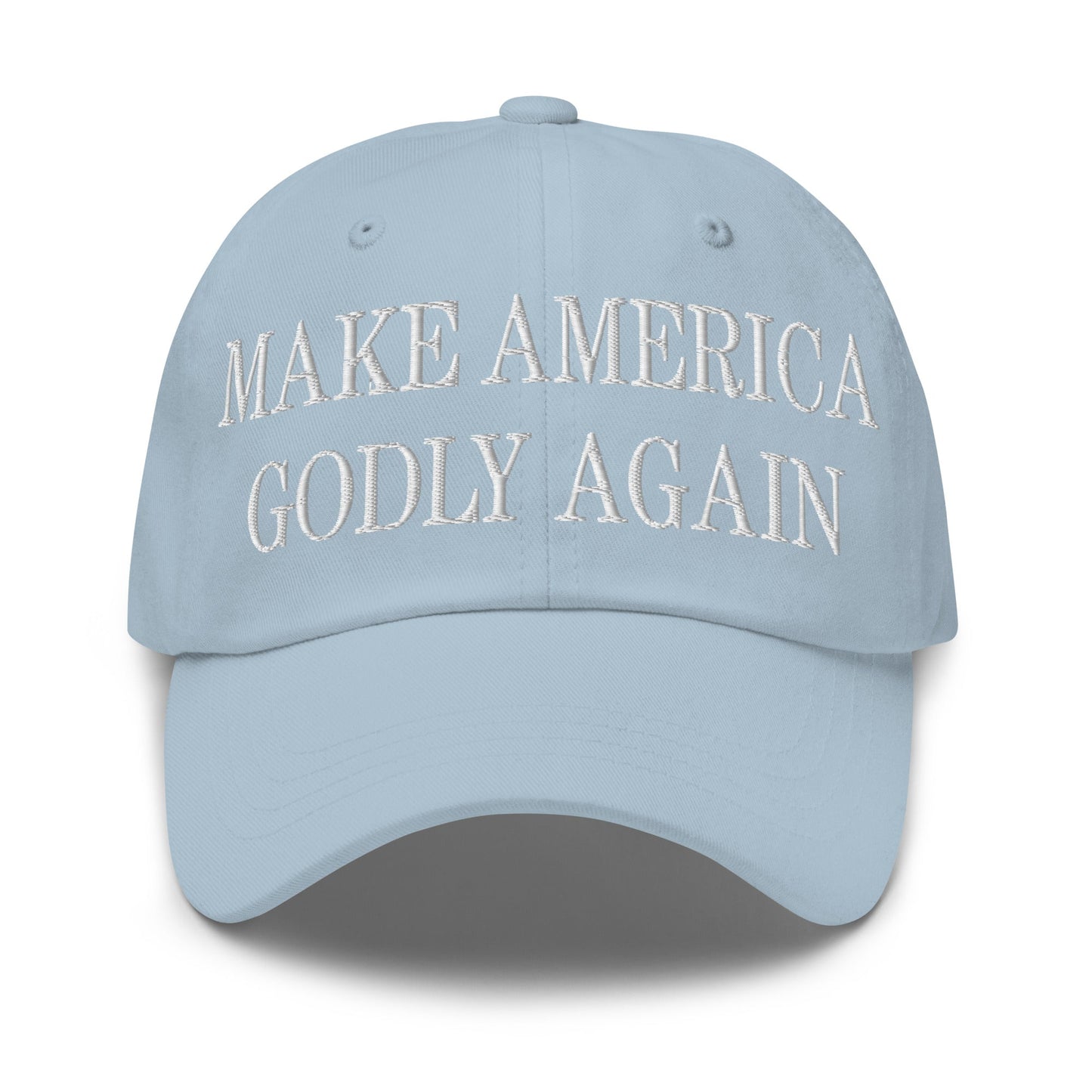 Make America Godly Again Embroidered Dad Hat Light Blue