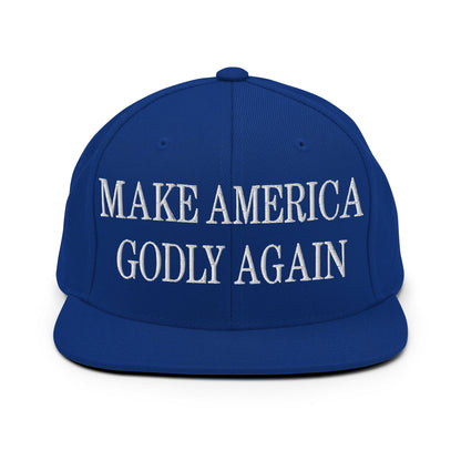 Make America Godly Again Embroidered Flat Bill Brim Snapback Hat Royal Blue