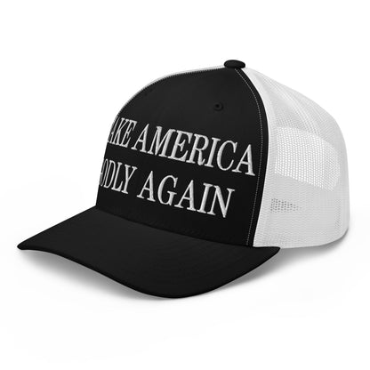 Make America Godly Again Embroidered Mesh Trucker Hat Black White