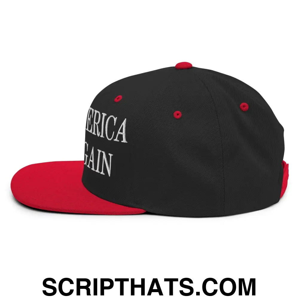 Make America Goth Again Embroidered Flat Bill Brim Snapback Hat Black Red