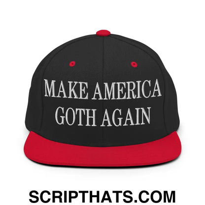 Make America Goth Again Embroidered Flat Bill Brim Snapback Hat Black Red