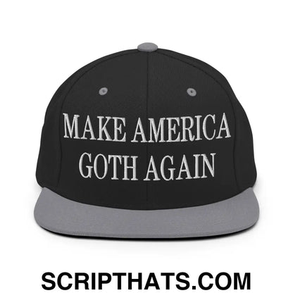 Make America Goth Again Embroidered Flat Bill Brim Snapback Hat Black Silver