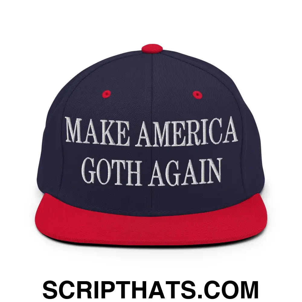 Make America Goth Again Embroidered Flat Bill Brim Snapback Hat Navy Red