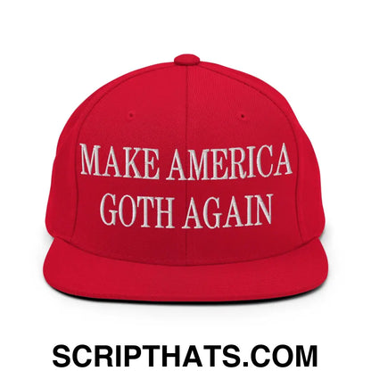 Make America Goth Again Embroidered Flat Bill Brim Snapback Hat Red