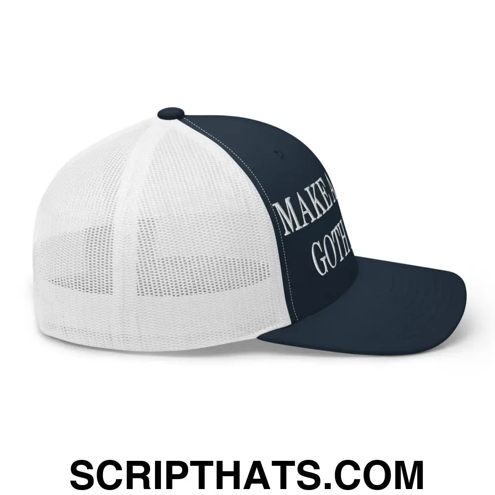 Make America Goth Again Embroidered Mesh Trucker Hat Navy White