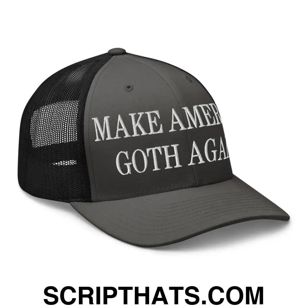 Make America Goth Again Embroidered Mesh Trucker Hat Charcoal Black