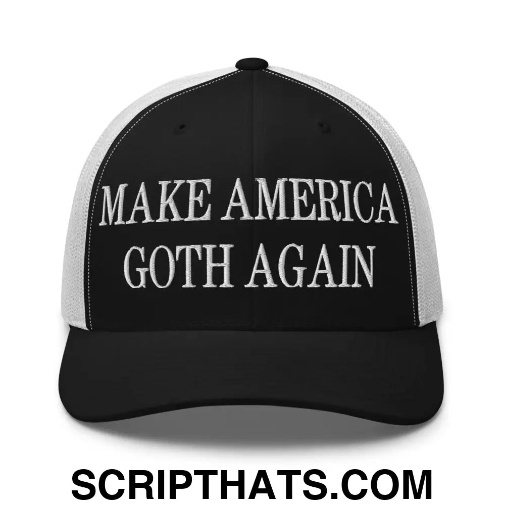 Make America Goth Again Embroidered Mesh Trucker Hat Black White