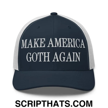 Make America Goth Again Embroidered Mesh Trucker Hat Navy White