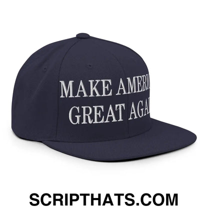 Make America Great Again MAGA Campaign Flat Bill Brim Snapback Hat Navy