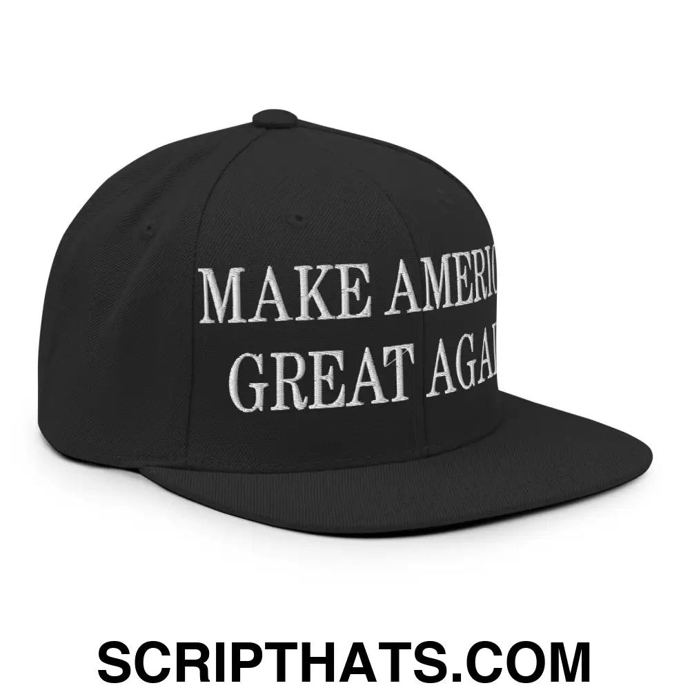 Make America Great Again MAGA Campaign Flat Bill Brim Snapback Hat Black