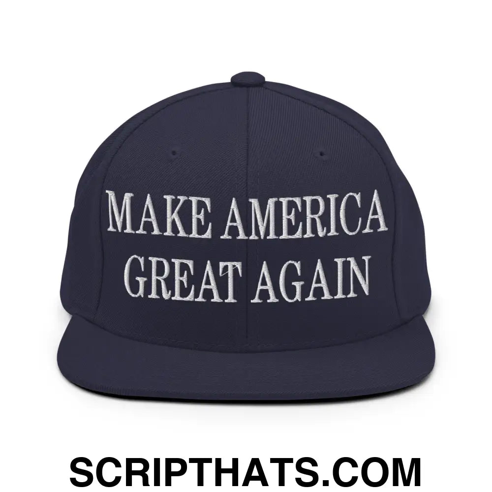 Make America Great Again MAGA Campaign Flat Bill Brim Snapback Hat Navy