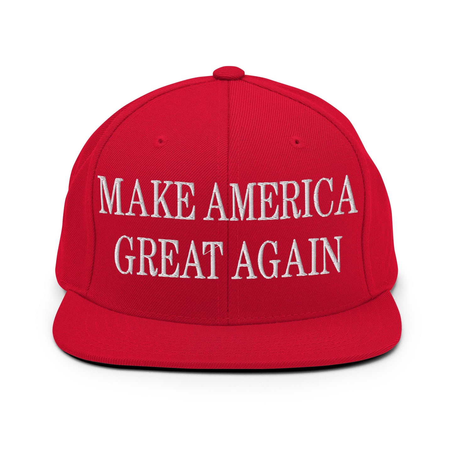 Make America Great Again MAGA Campaign Flat Bill Brim Snapback Hat Red