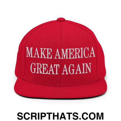 Make America Great Again MAGA Campaign Flat Bill Brim Snapback Hat Red