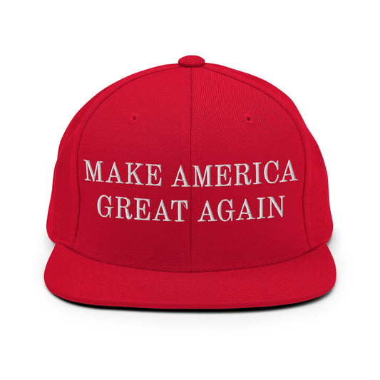 Make America Great Again MAGA Flat Bill Brim Snapback Hat Red