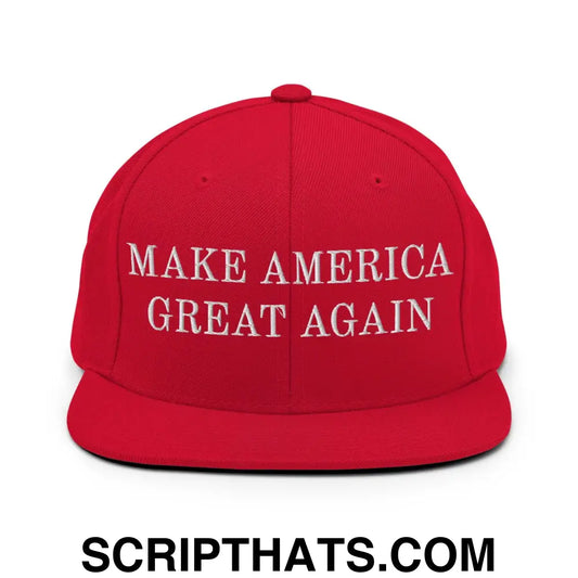 Make America Great Again MAGA Flat Bill Brim Snapback Hat Red