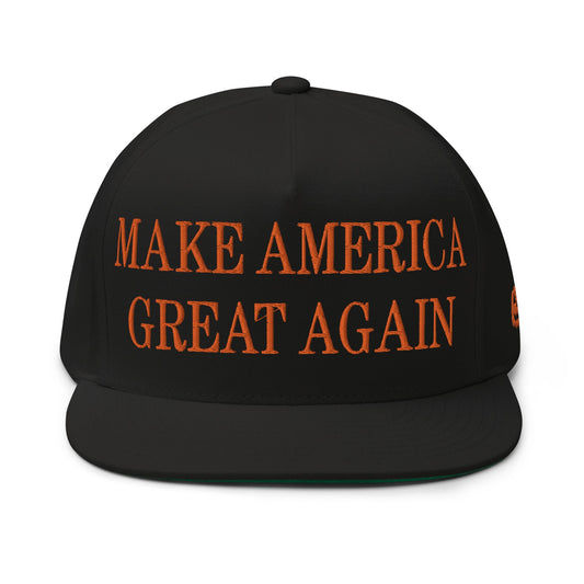 Make America Great Again MAGA Halloween Flat Bill Brim 5 Panel Snapback Hat Black