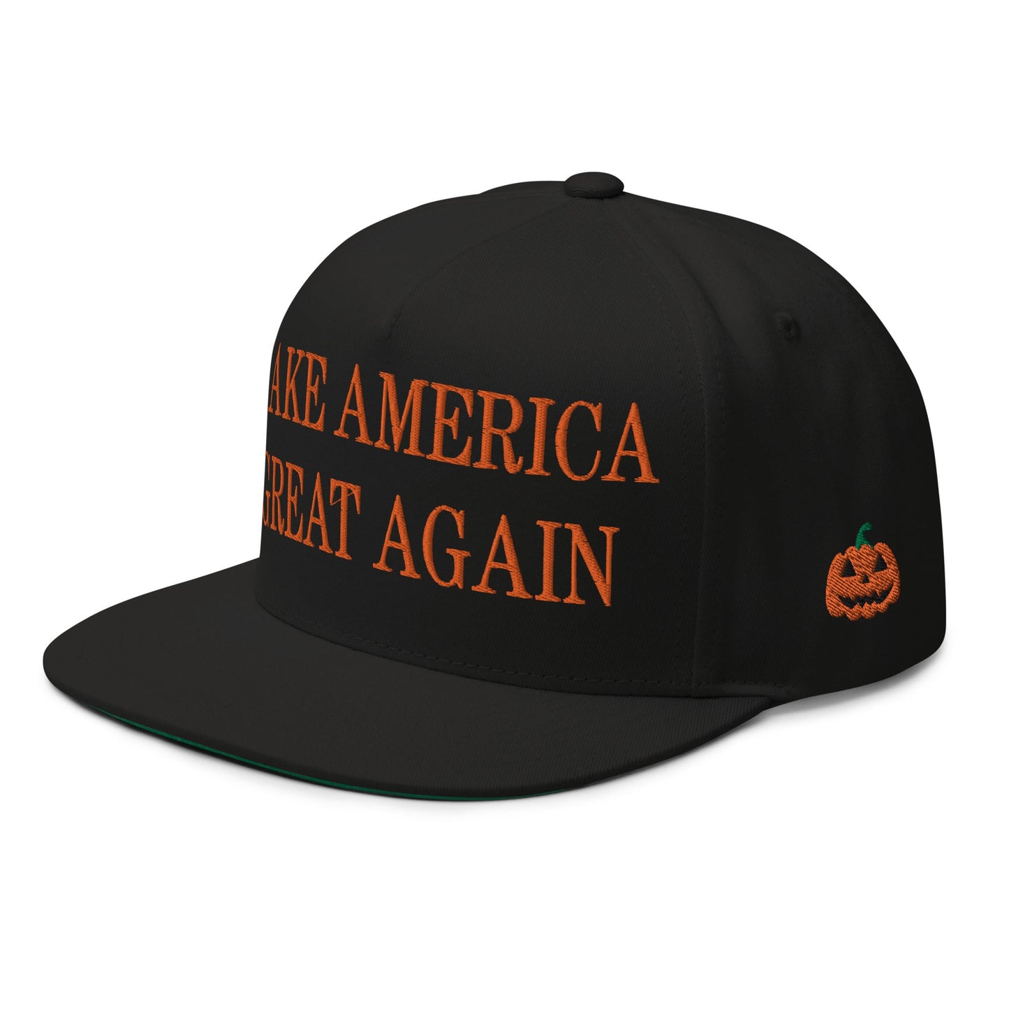 Make America Great Again MAGA Halloween Flat Bill Brim 5 Panel Snapback Hat Black