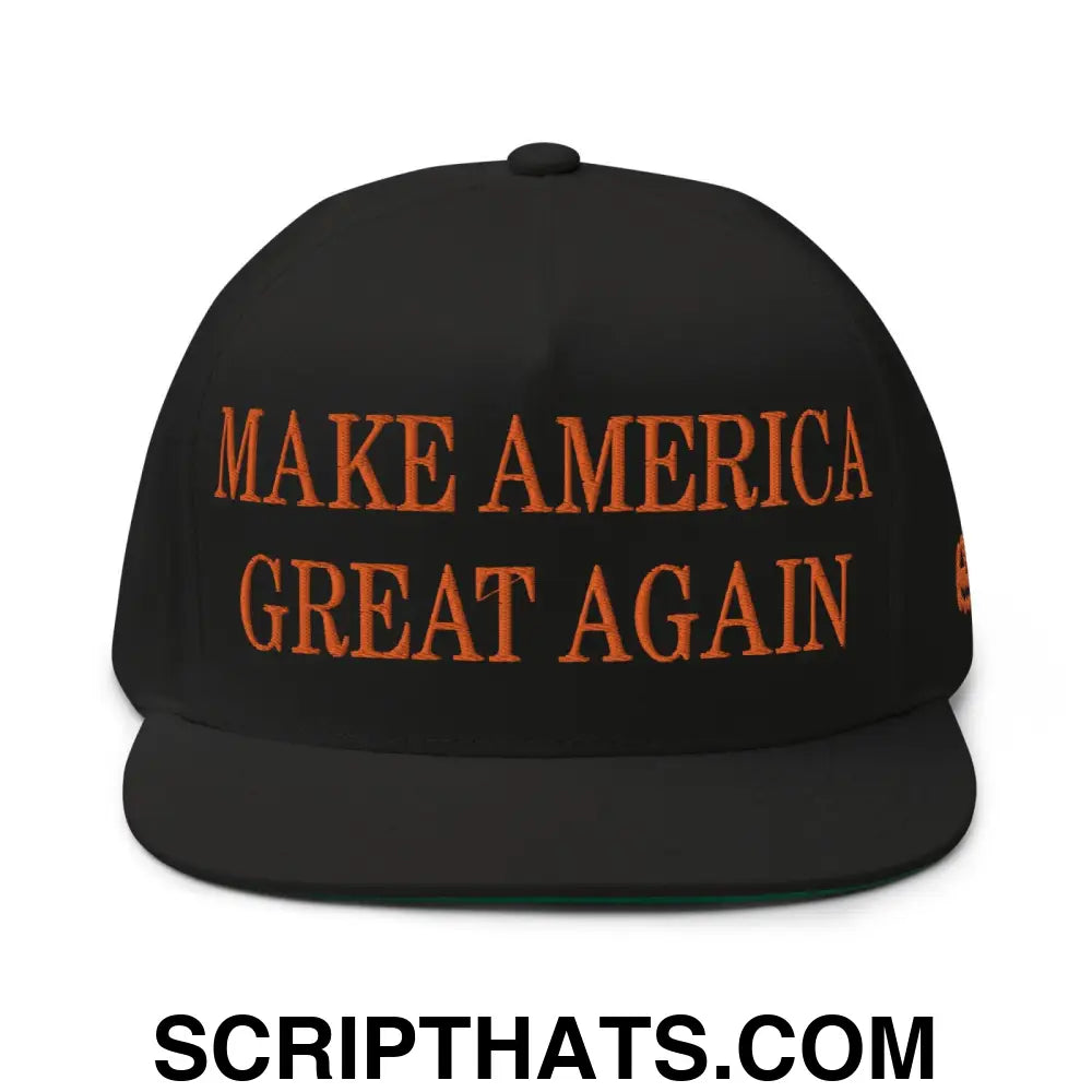 Make America Great Again MAGA Halloween Flat Bill Brim 5 Panel Snapback Hat Black