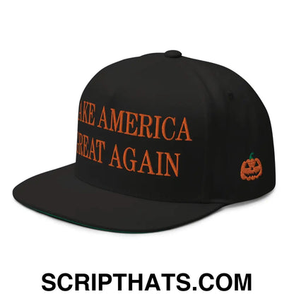 Make America Great Again MAGA Halloween Flat Bill Brim 5 Panel Snapback Hat Black