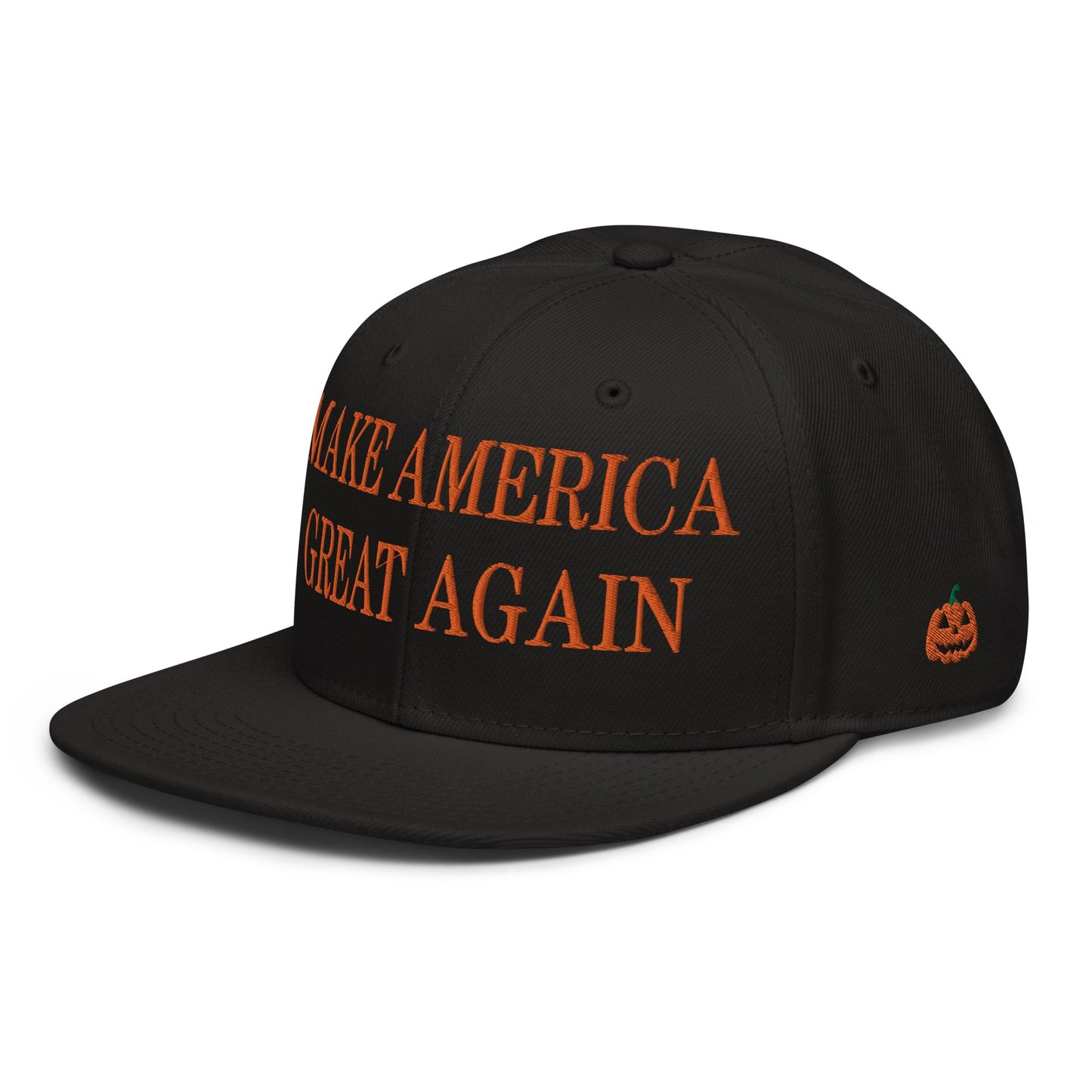 Make America Great Again MAGA Halloween Flat Bill Brim High Crown Snapback Hat Black