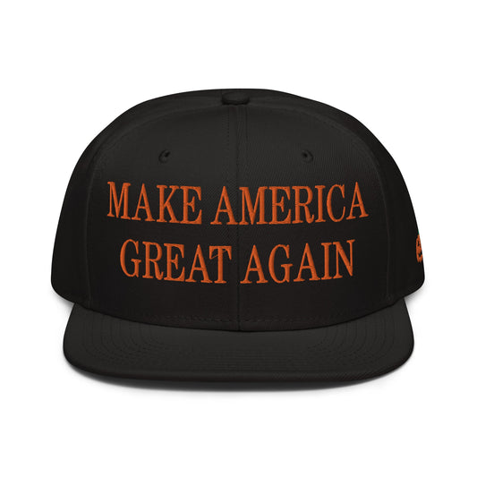 Make America Great Again MAGA Halloween Flat Bill Brim High Crown Snapback Hat Black