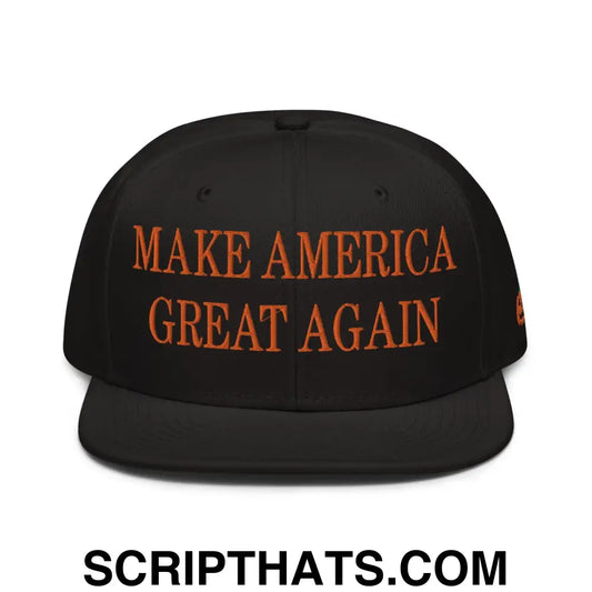 Make America Great Again MAGA Halloween Flat Bill Brim High Crown Snapback Hat Black