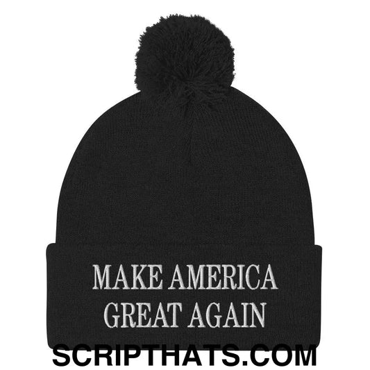 Make America Great Again MAGA Knit Pom Pom Beanie Black