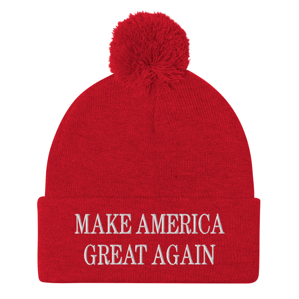 Make America Great Again MAGA Knit Pom Pom Beanie Red