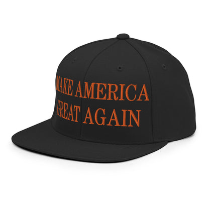 Make America Great Again MAGA Orange Flat Bill Brim Snapback Hat Green Camo