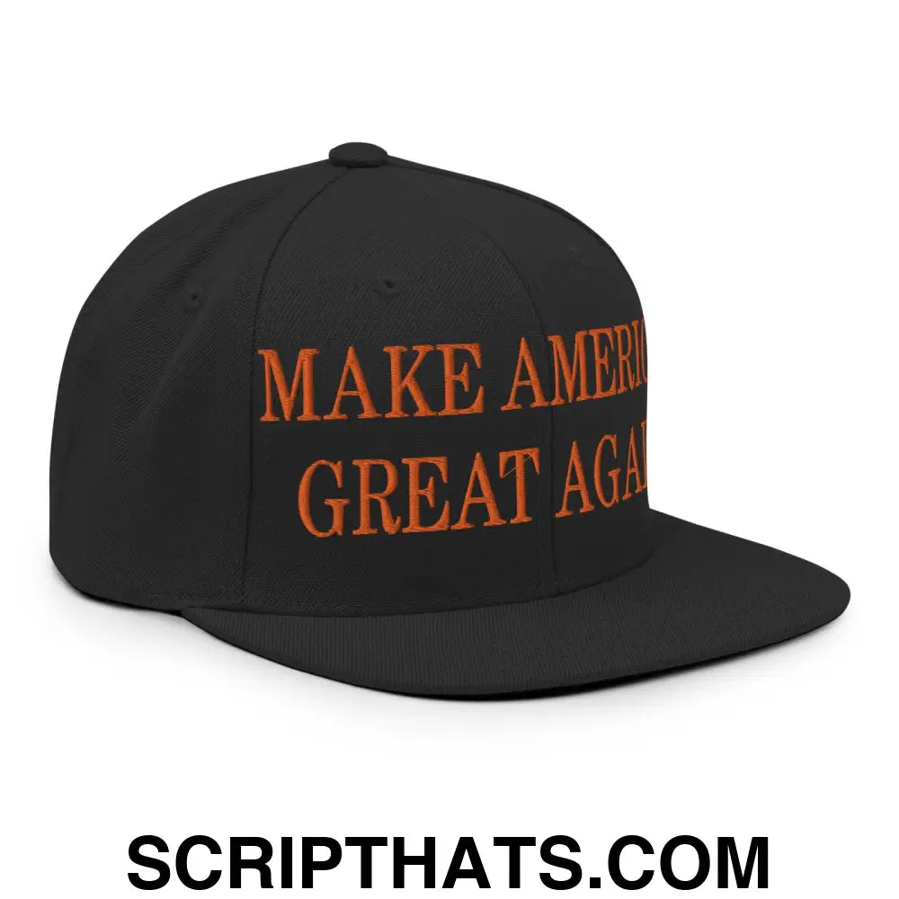 Make America Great Again MAGA Orange Flat Bill Brim Snapback Hat Green Camo