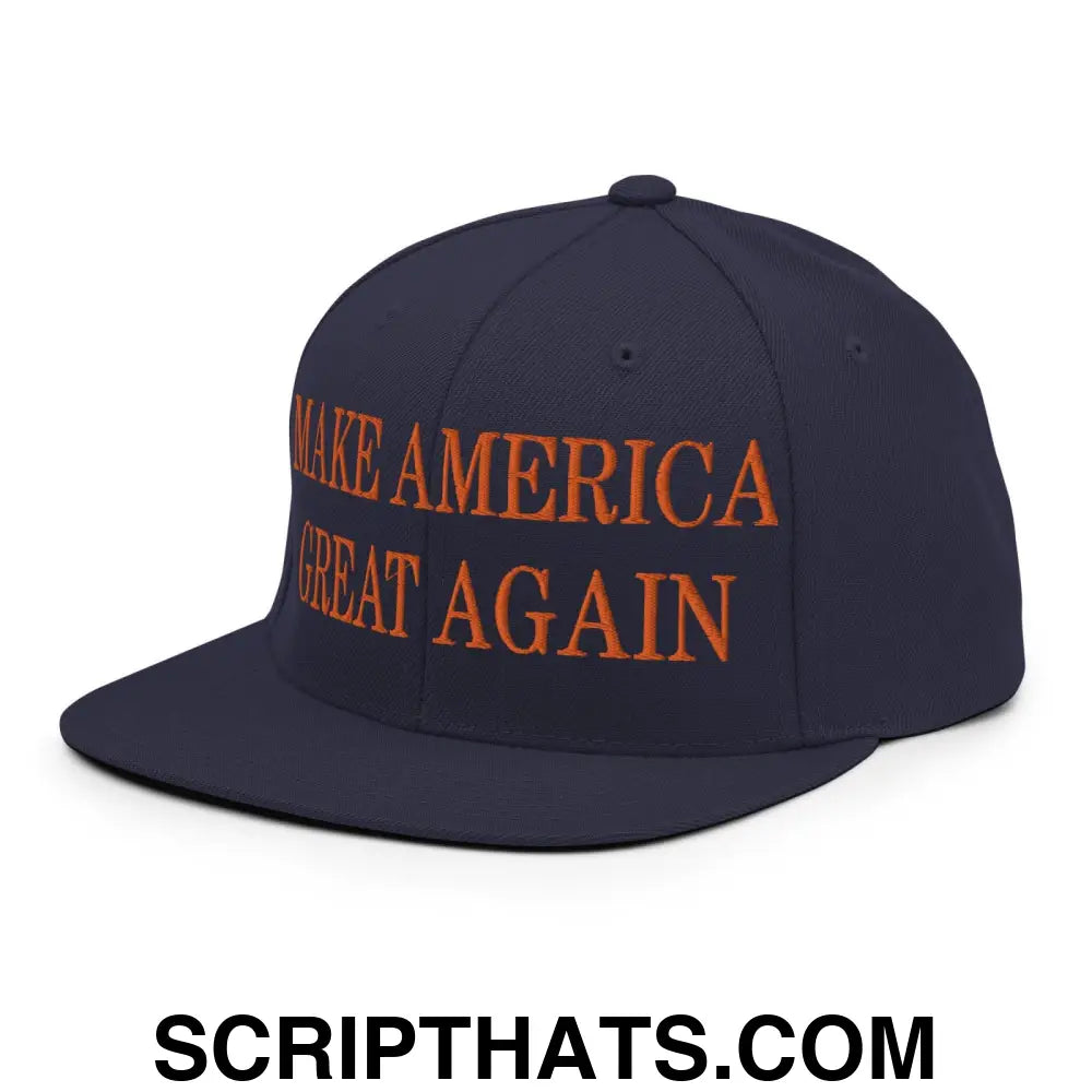 Make America Great Again MAGA Orange Flat Bill Brim Snapback Hat Green Camo