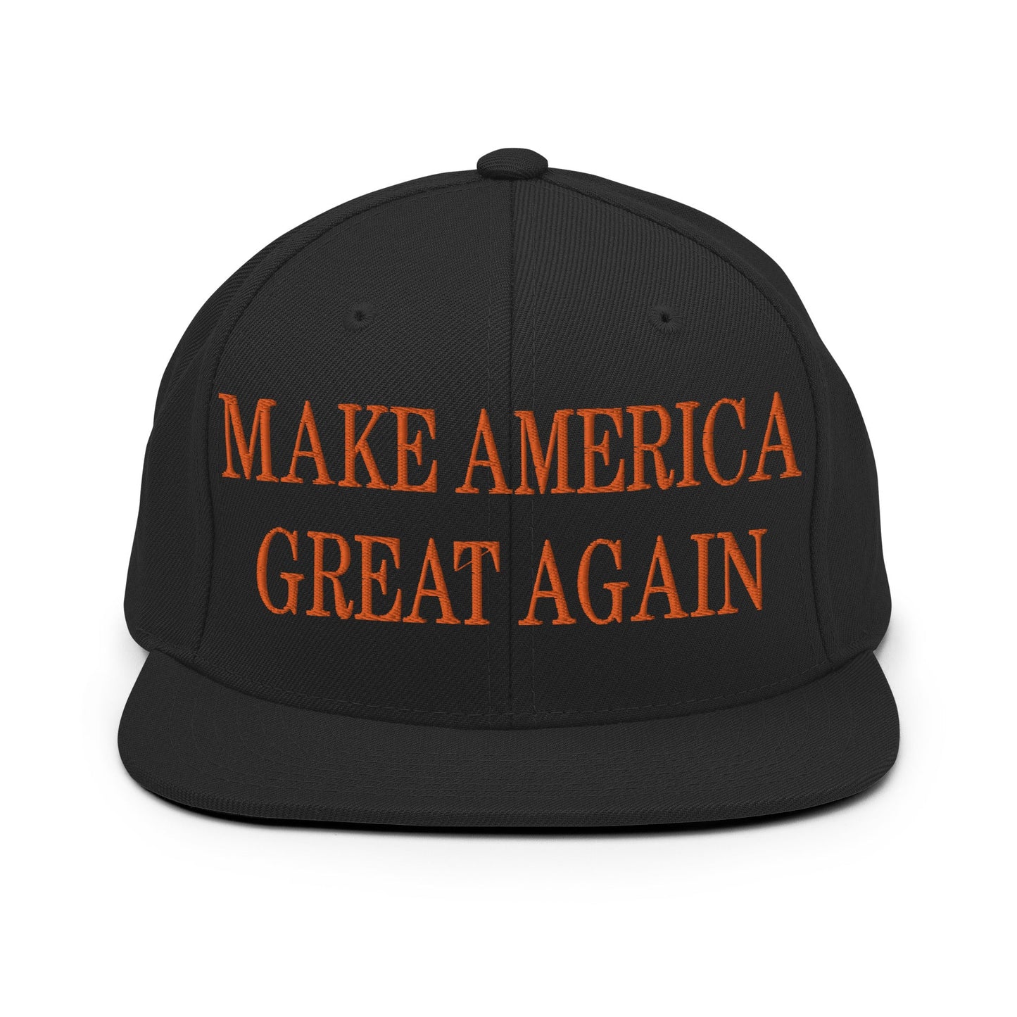 Make America Great Again MAGA Orange Flat Bill Brim Snapback Hat Black