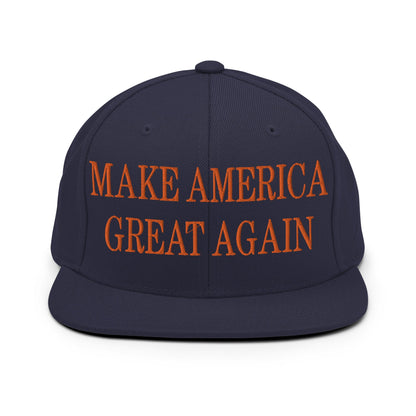 Make America Great Again MAGA Orange Flat Bill Brim Snapback Hat Navy