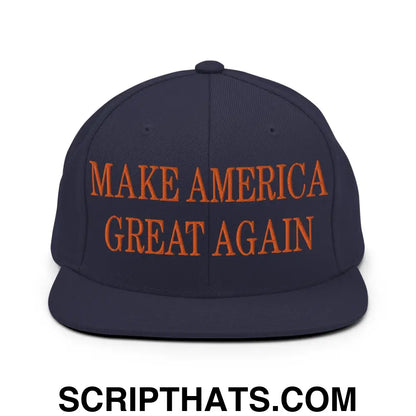 Make America Great Again MAGA Orange Flat Bill Brim Snapback Hat Navy