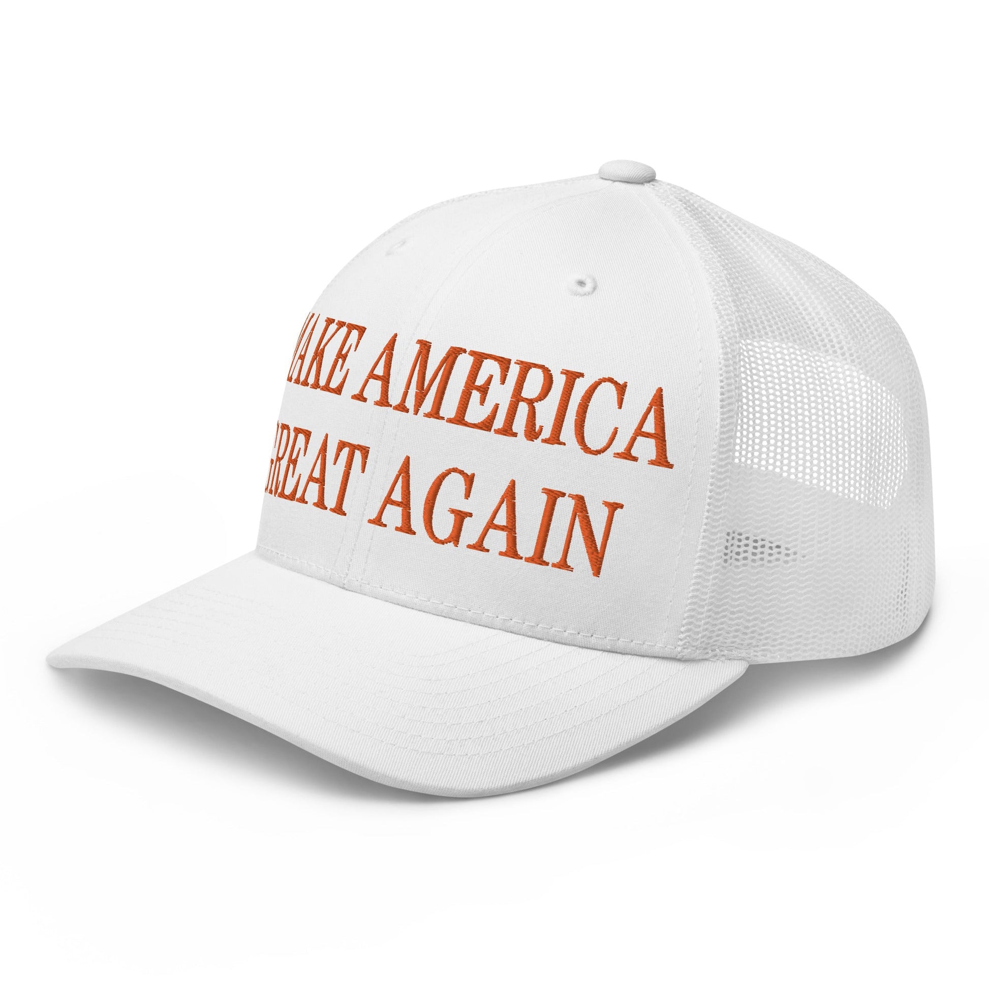 Make America Great Again MAGA Orange Retro Trucker Hat White