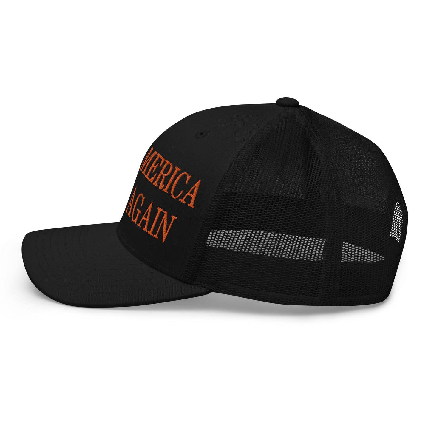 Make America Great Again MAGA Orange Retro Trucker Hat Black